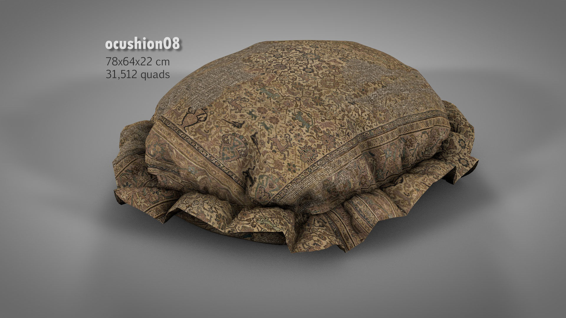 Old Floor Cushions 3D model_16