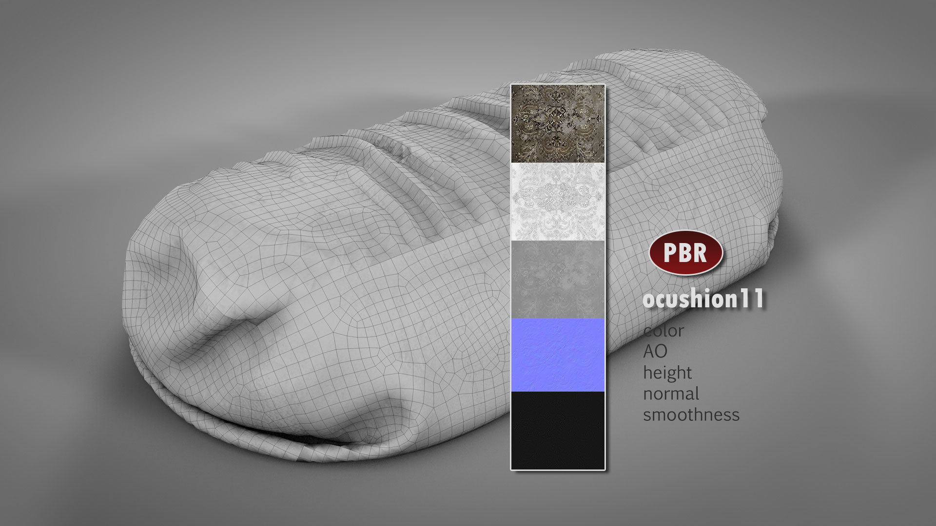 Old Floor Cushions 3D model_23