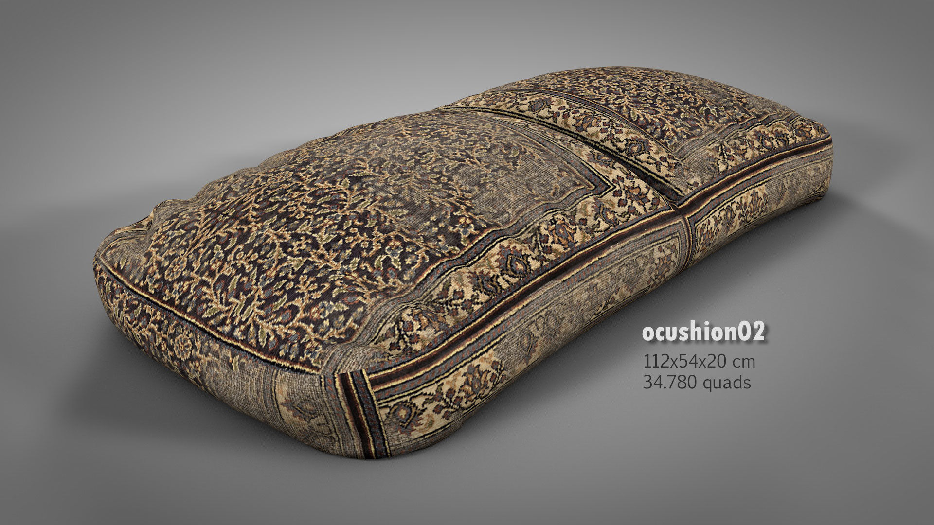 Old Floor Cushions 3D model_4