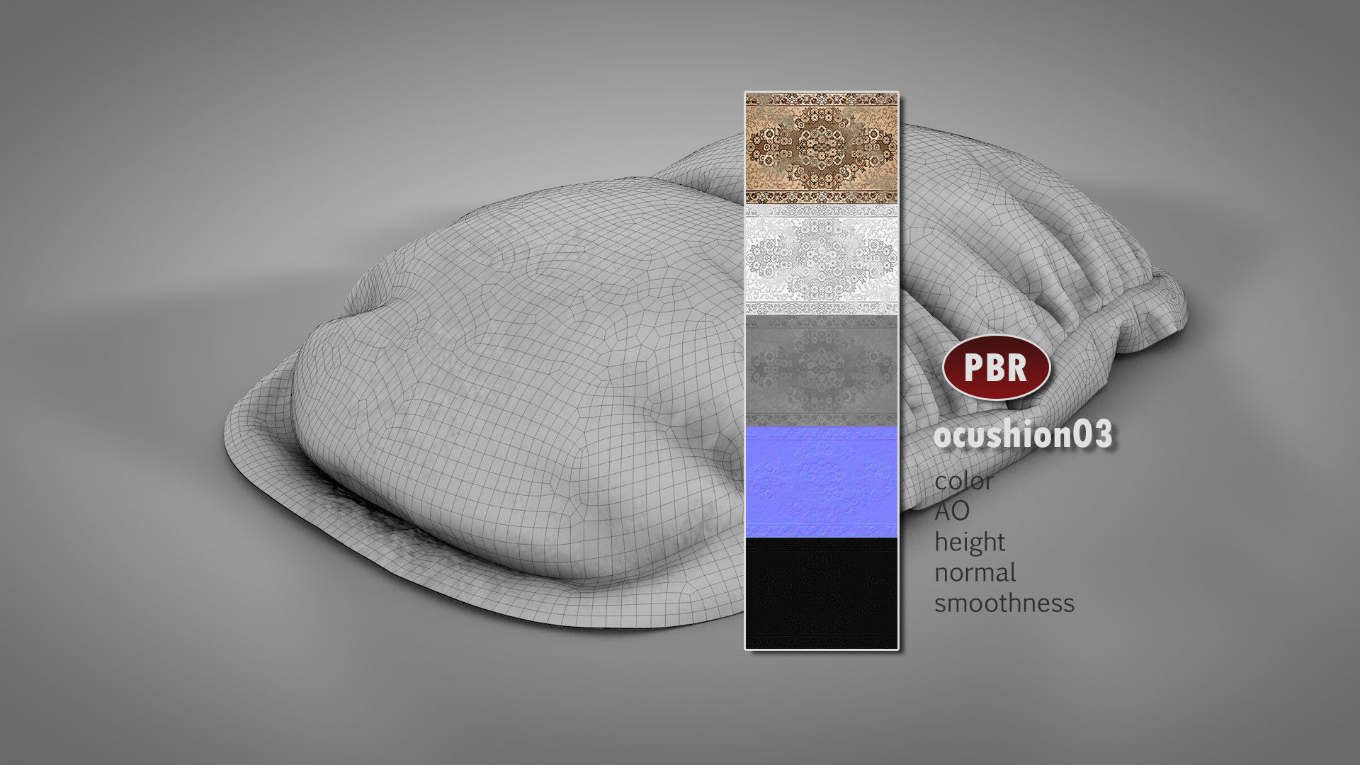 Old Floor Cushions 3D model_7