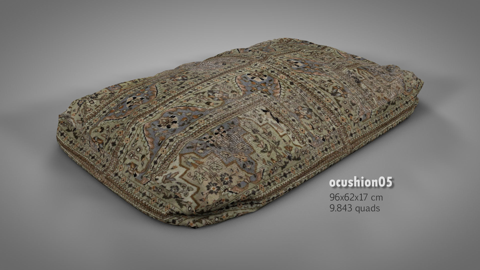 Old Floor Cushions 3D model_10