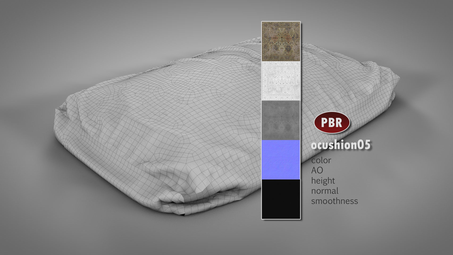 Old Floor Cushions 3D model_11