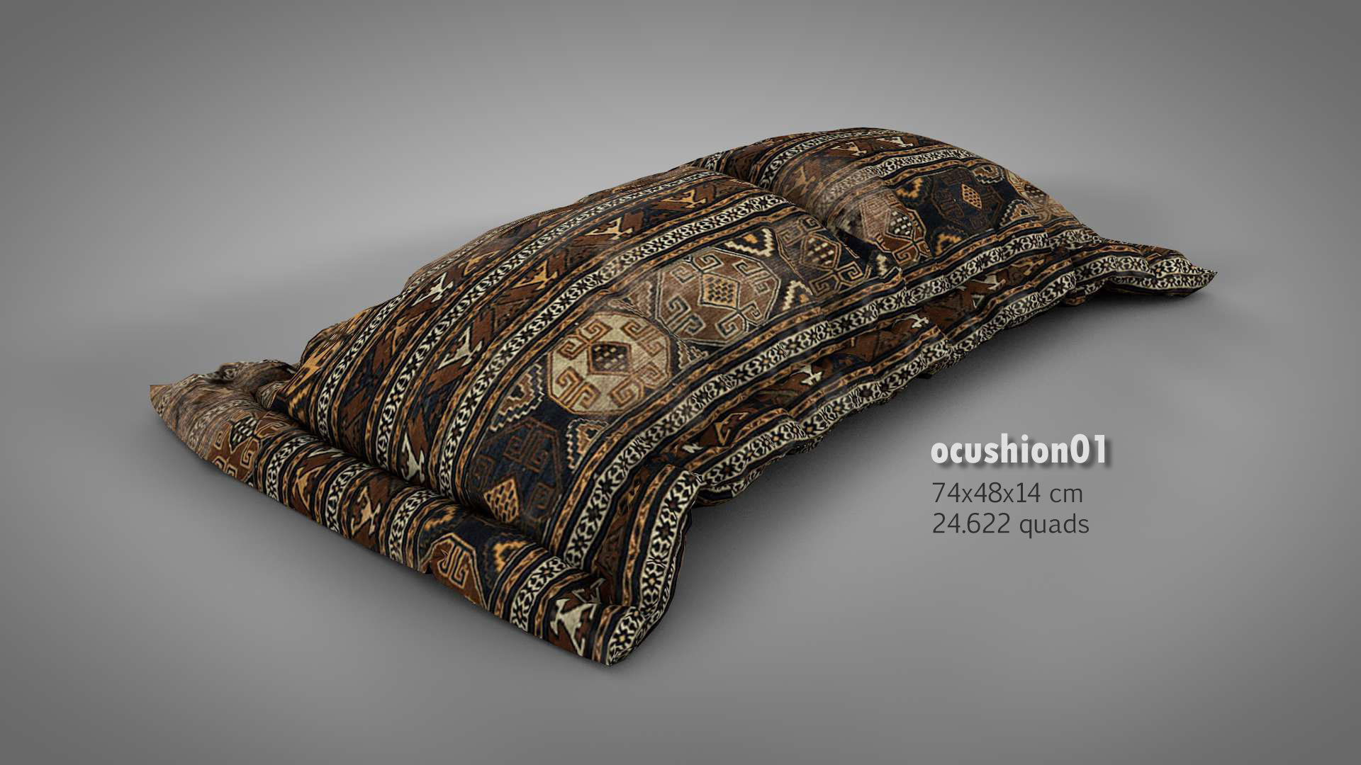 Old Floor Cushions 3D model_2