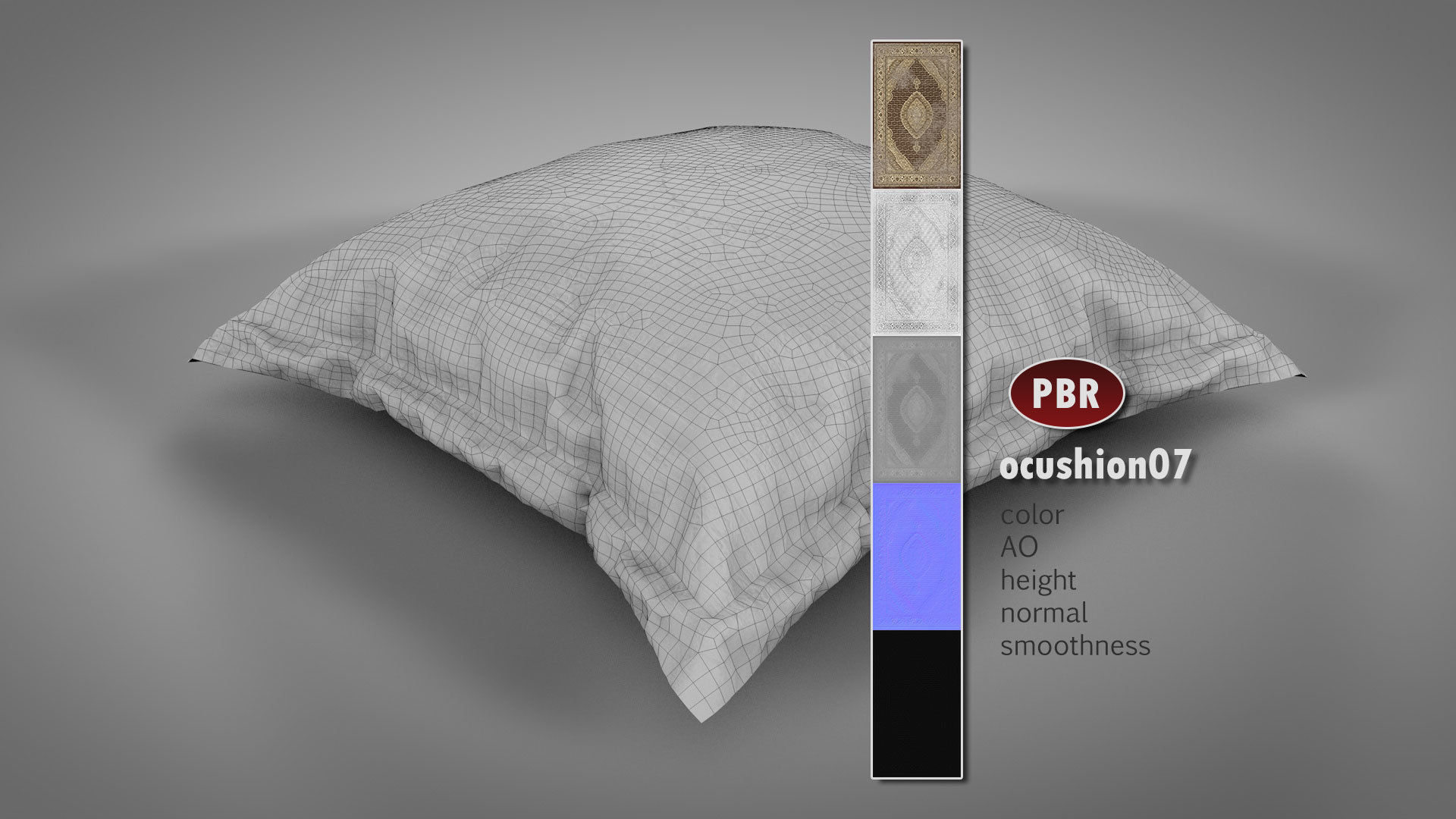 Old Floor Cushions 3D model_15