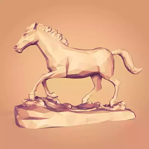LowPoly - Polygonal Horse Figurine - 3D Print Ready