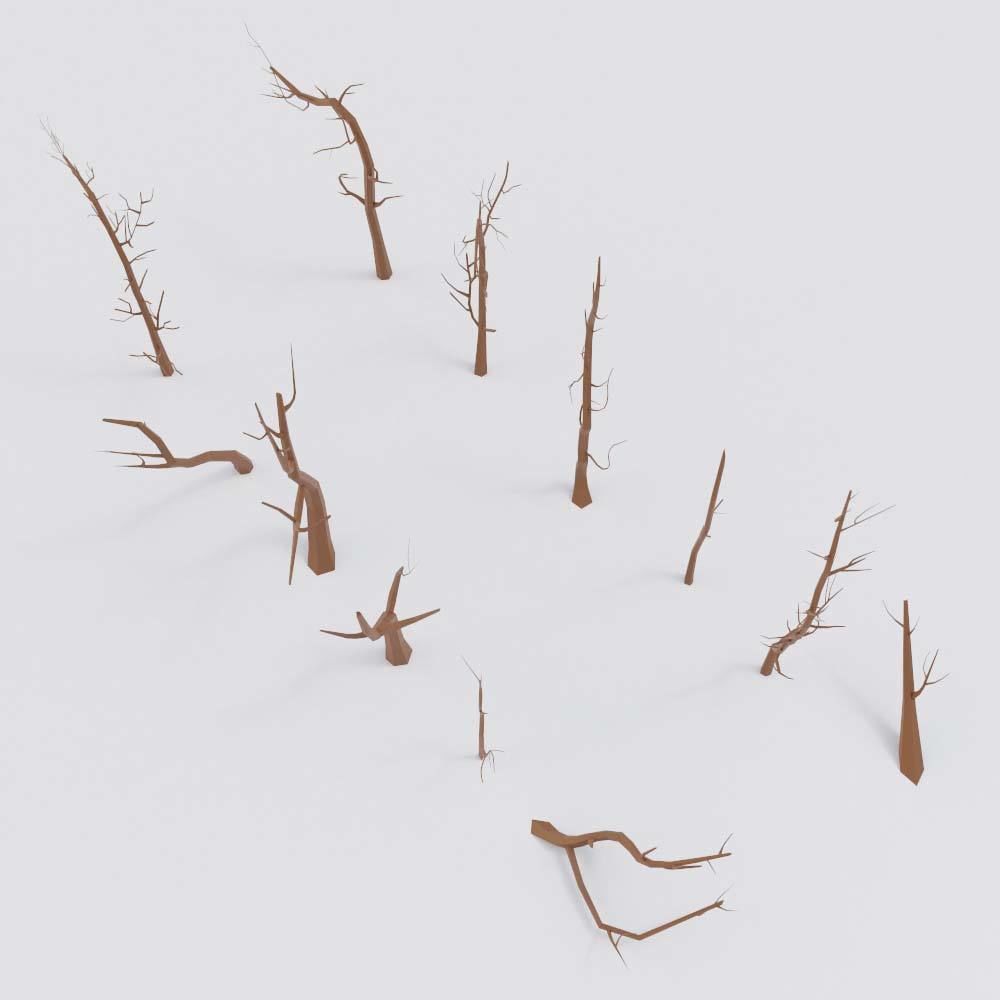 Dead trees lowpoly 3d model Low-poly 3D model_6