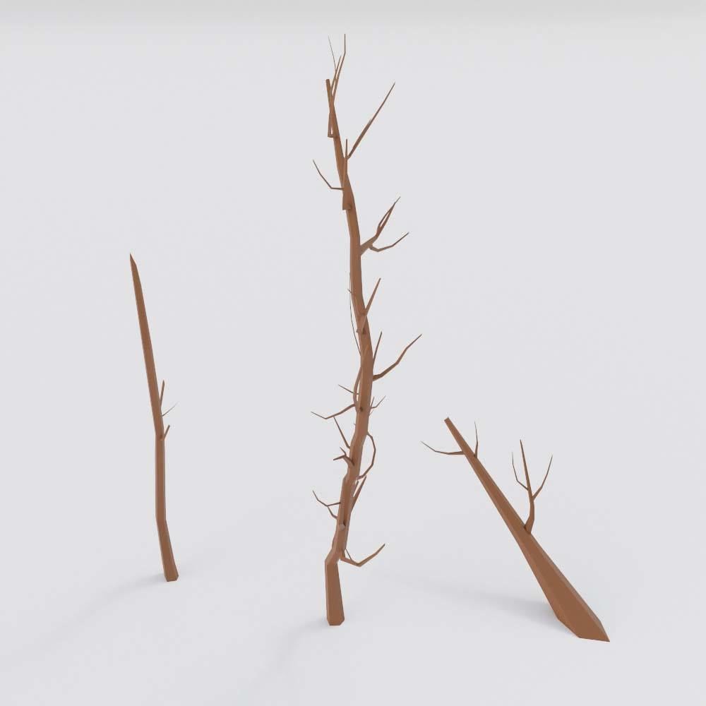 Dead trees lowpoly 3d model Low-poly 3D model_3