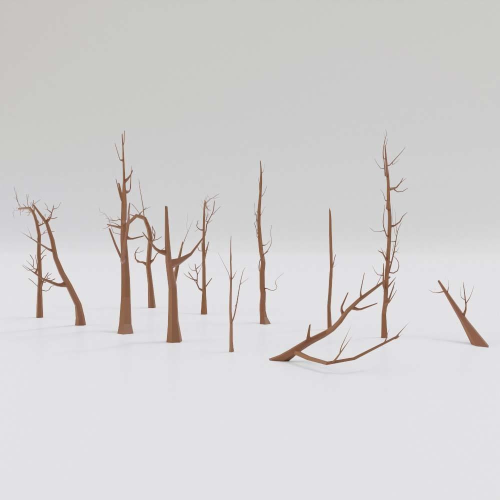 Dead trees lowpoly 3d model Low-poly 3D model_1