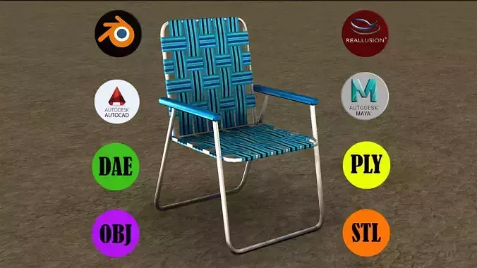 LAWN CHAIR Low-poly 3D model
