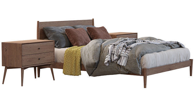 Bed Frame By West Elm 3D model 4