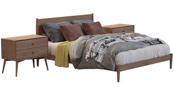 Bed Frame By West Elm 3D model 2