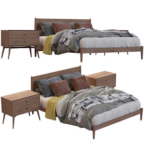 Bed Frame By West Elm 3D model 7