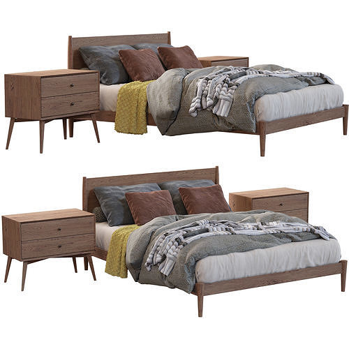 Bed Frame By West Elm 3D model 6