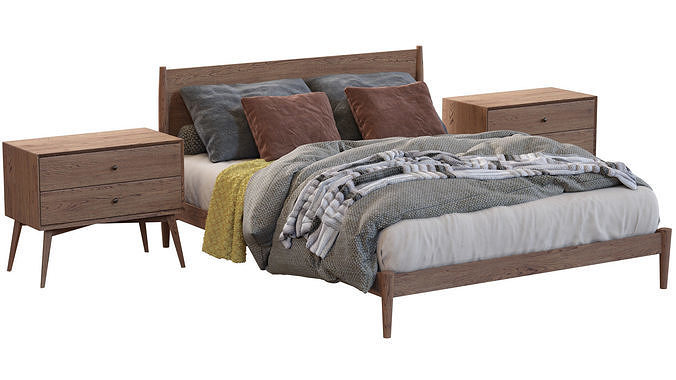 Bed Frame By West Elm 3D model 3