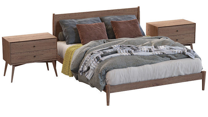 Bed Frame By West Elm 3D model 5