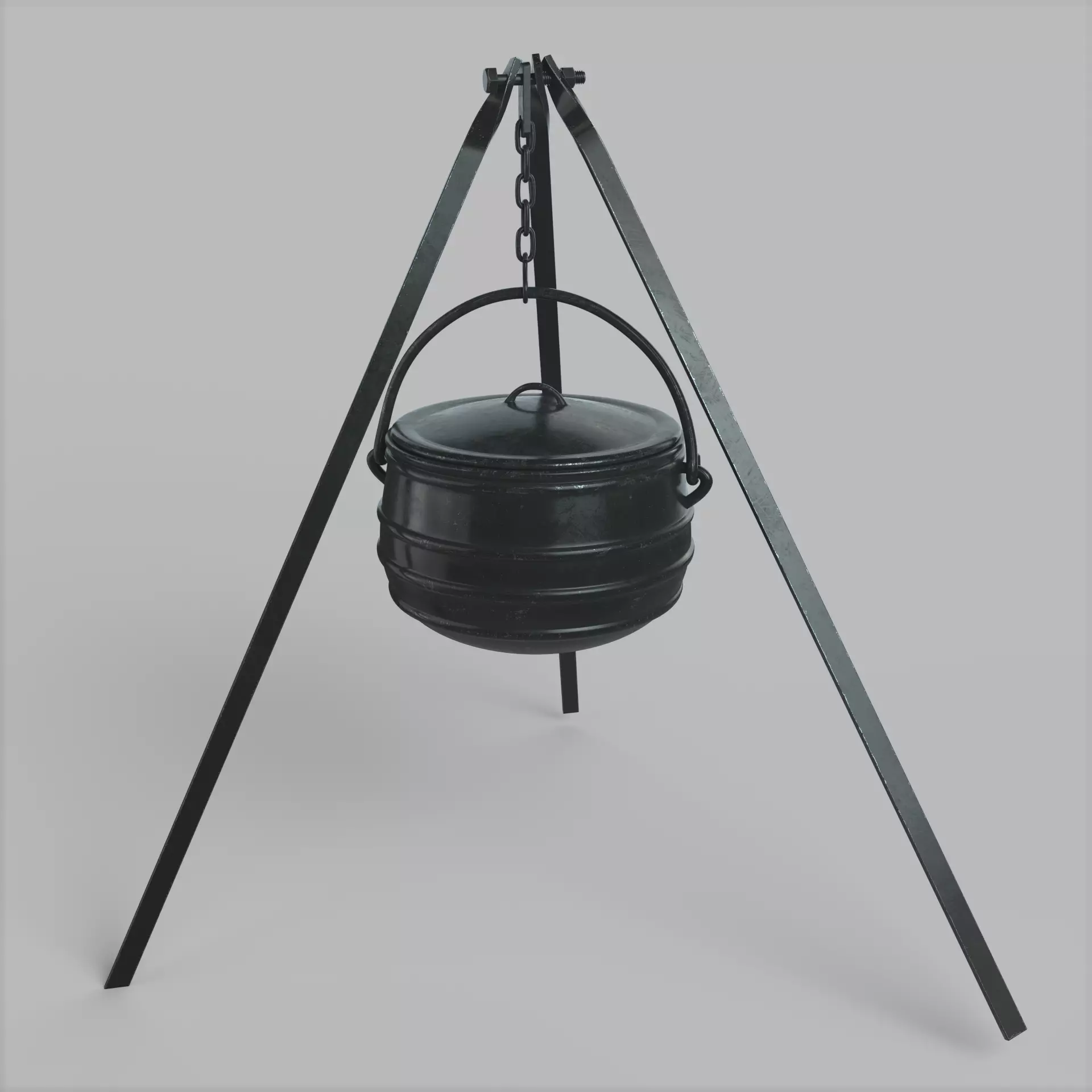 Cauldron on tripod 3D model_0