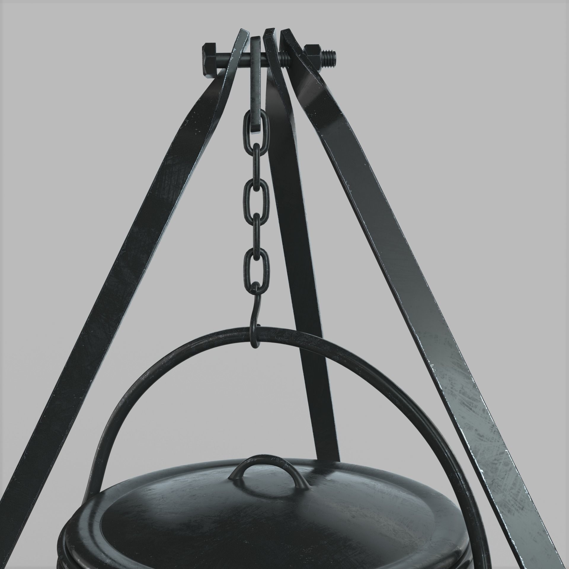 Cauldron on tripod 3D model_5