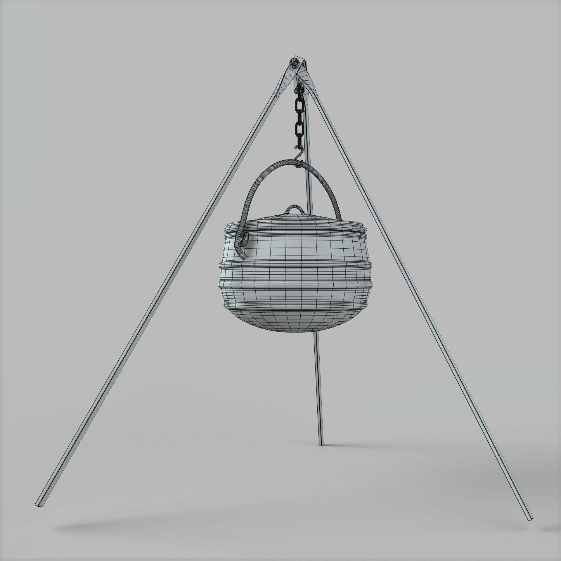 Cauldron on tripod 3D model_9