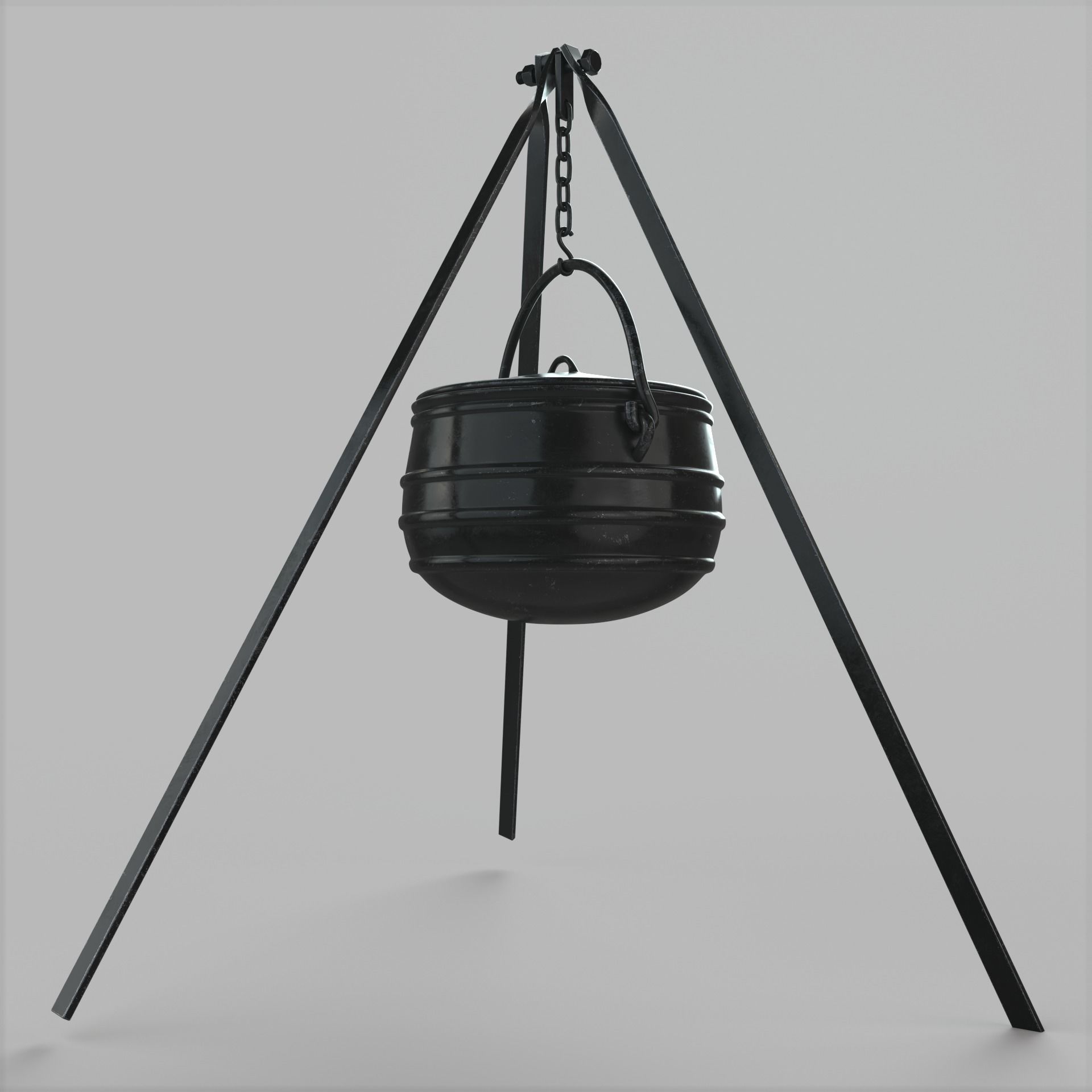 Cauldron on tripod 3D model_6