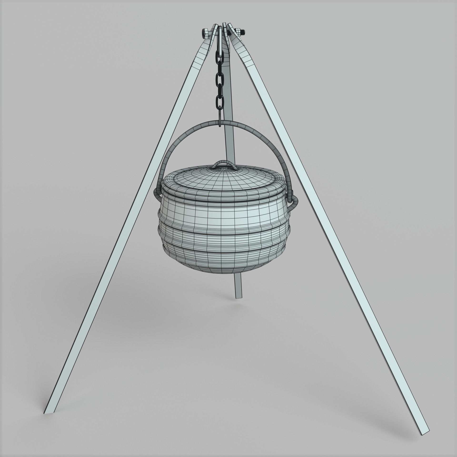 Cauldron on tripod 3D model_7