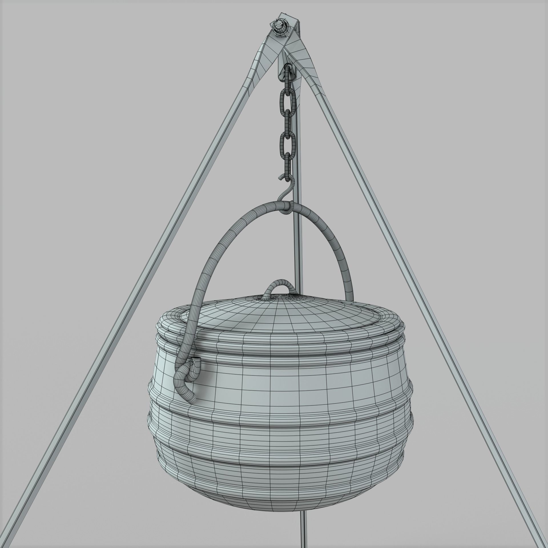 Cauldron on tripod 3D model_8