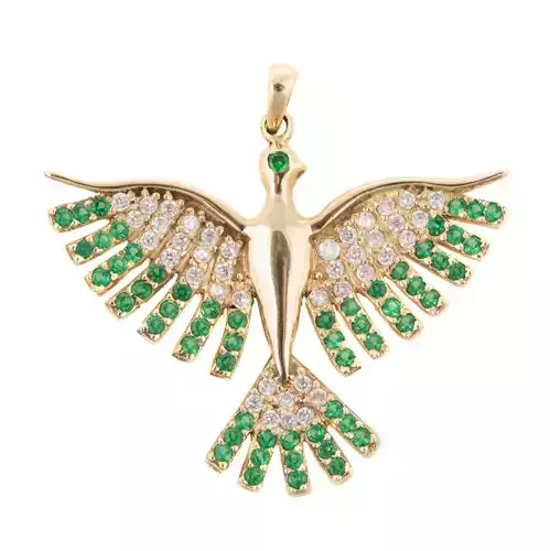 phoenix emerald and diamond dove pendant