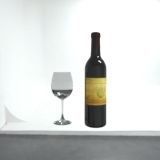 Bottle of wine with a glass 3D model_3