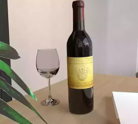 Bottle of wine with a glass