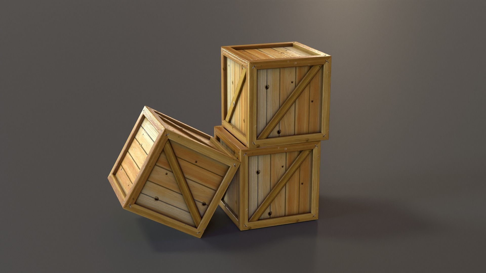 Stylized Wooden Crate PBR Low-poly 3D model_21