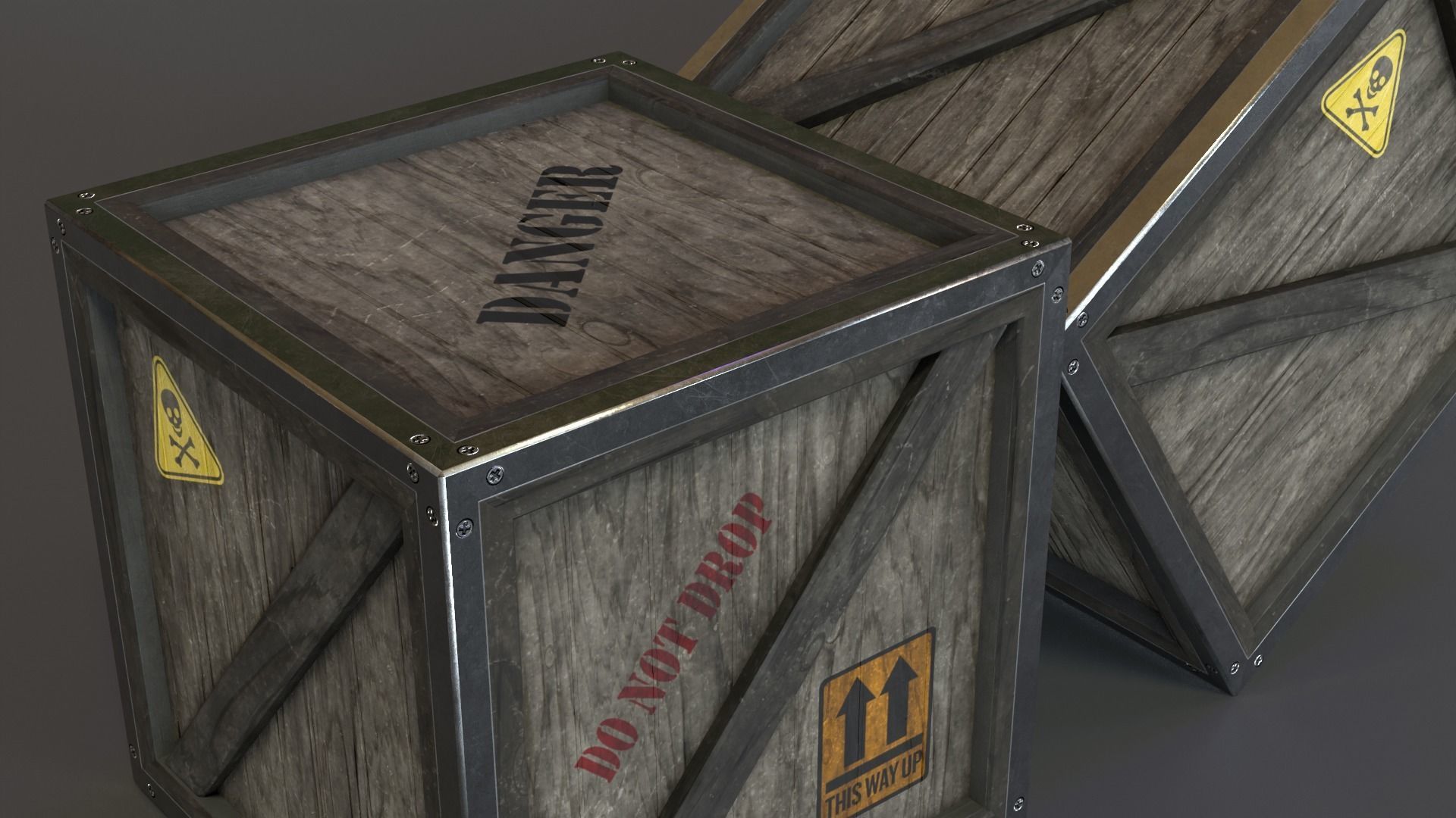 Stylized Wooden Crate PBR Low-poly 3D model_27