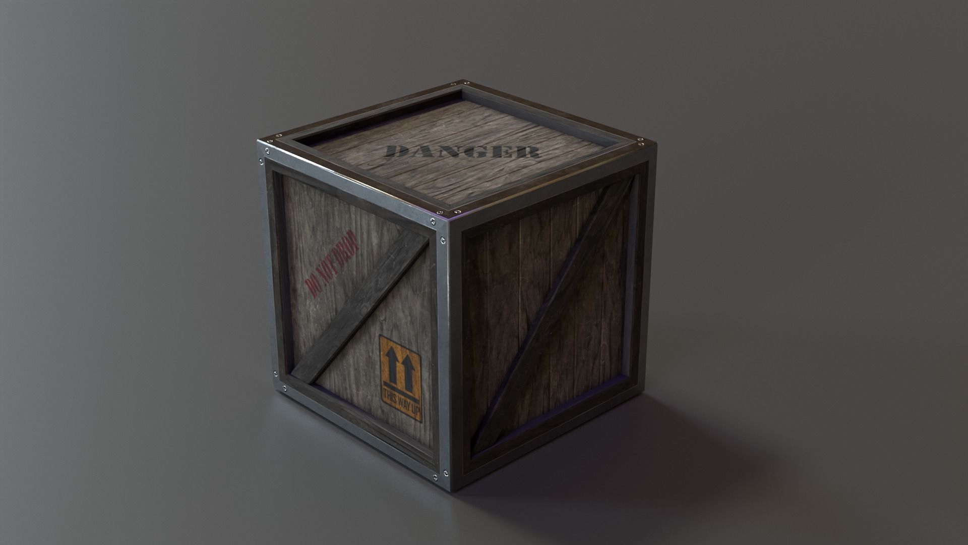 Stylized Wooden Crate PBR Low-poly 3D model_12