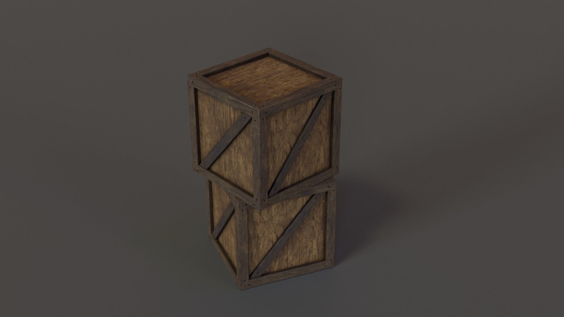Stylized Wooden Crate PBR Low-poly 3D model_30