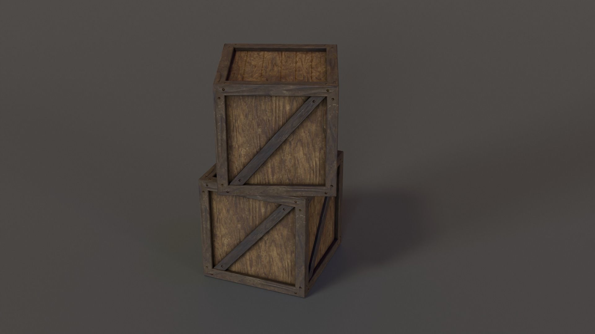 Stylized Wooden Crate PBR Low-poly 3D model_29