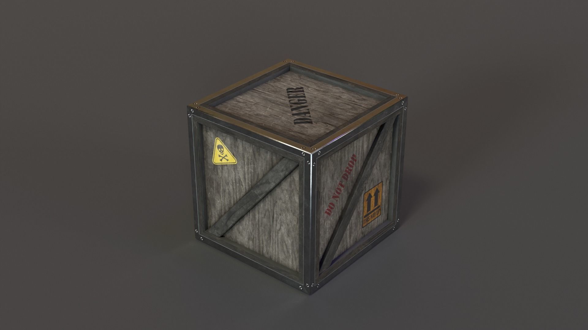 Stylized Wooden Crate PBR Low-poly 3D model_13