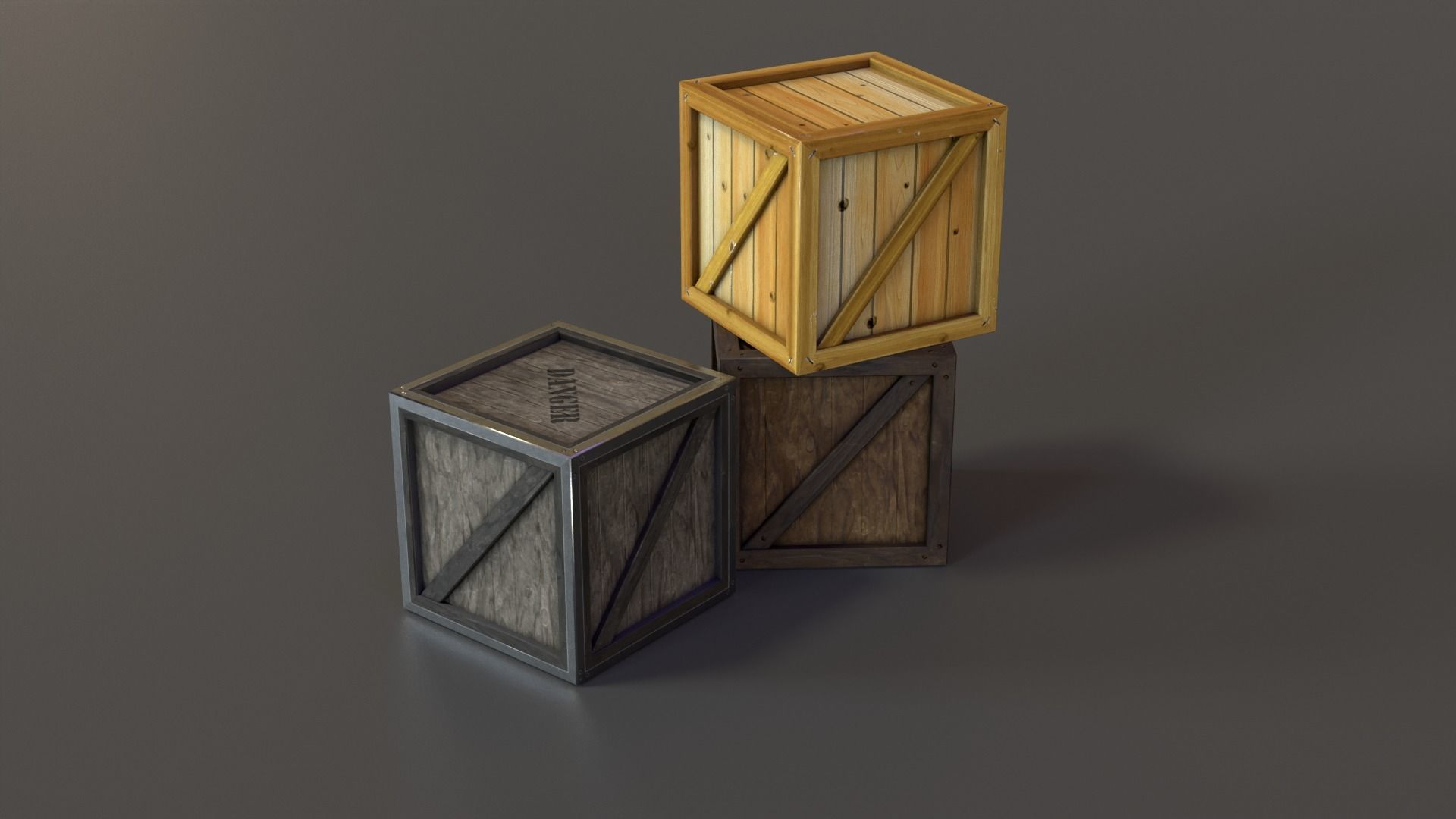 Stylized Wooden Crate PBR Low-poly 3D model_7