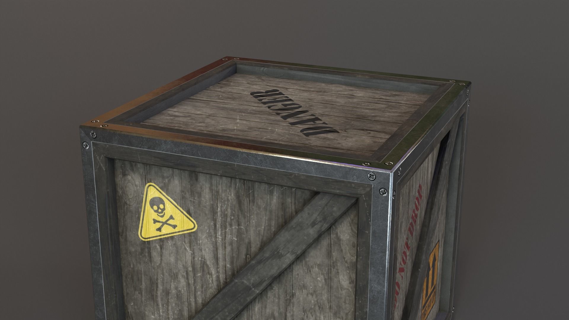 Stylized Wooden Crate PBR Low-poly 3D model_15