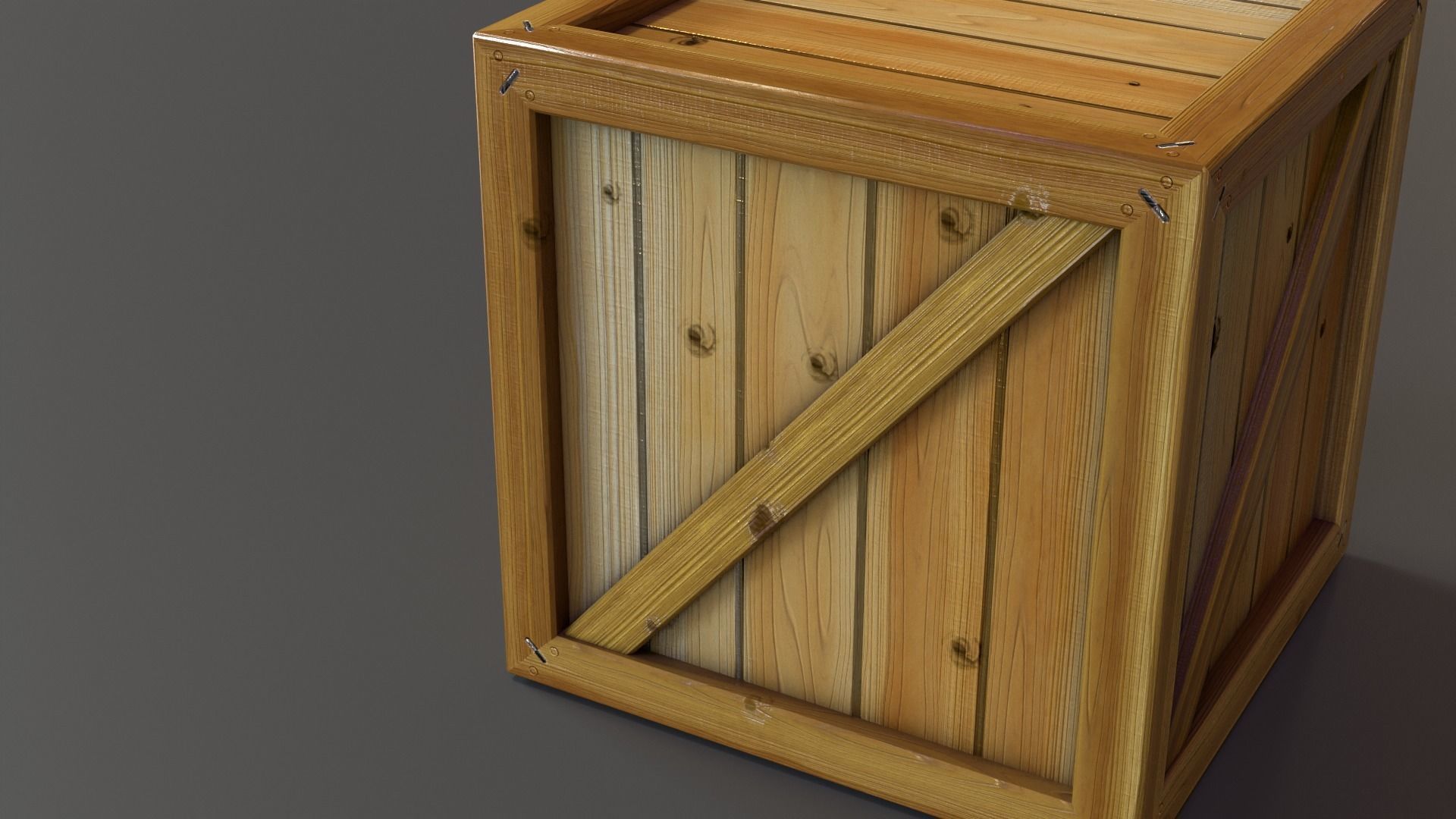 Stylized Wooden Crate PBR Low-poly 3D model_19