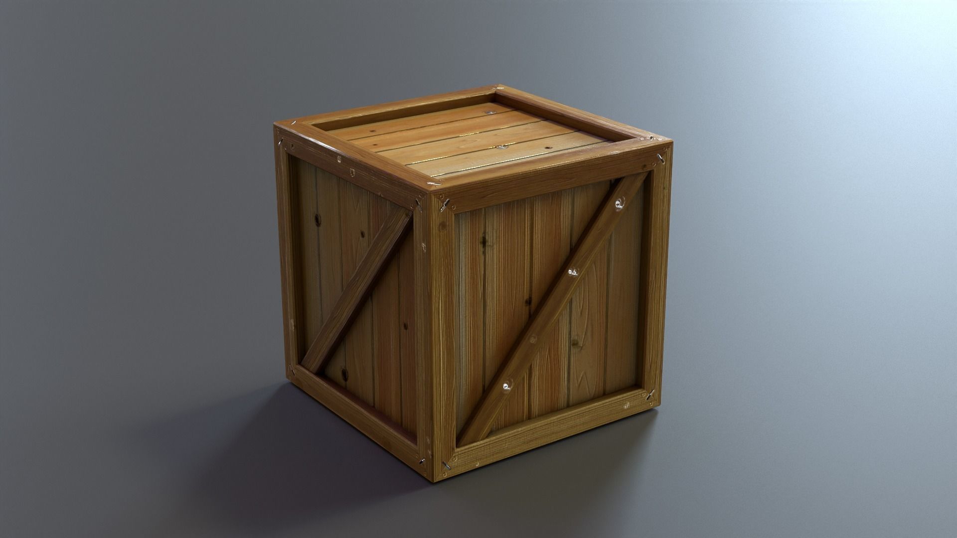Stylized Wooden Crate PBR Low-poly 3D model_17
