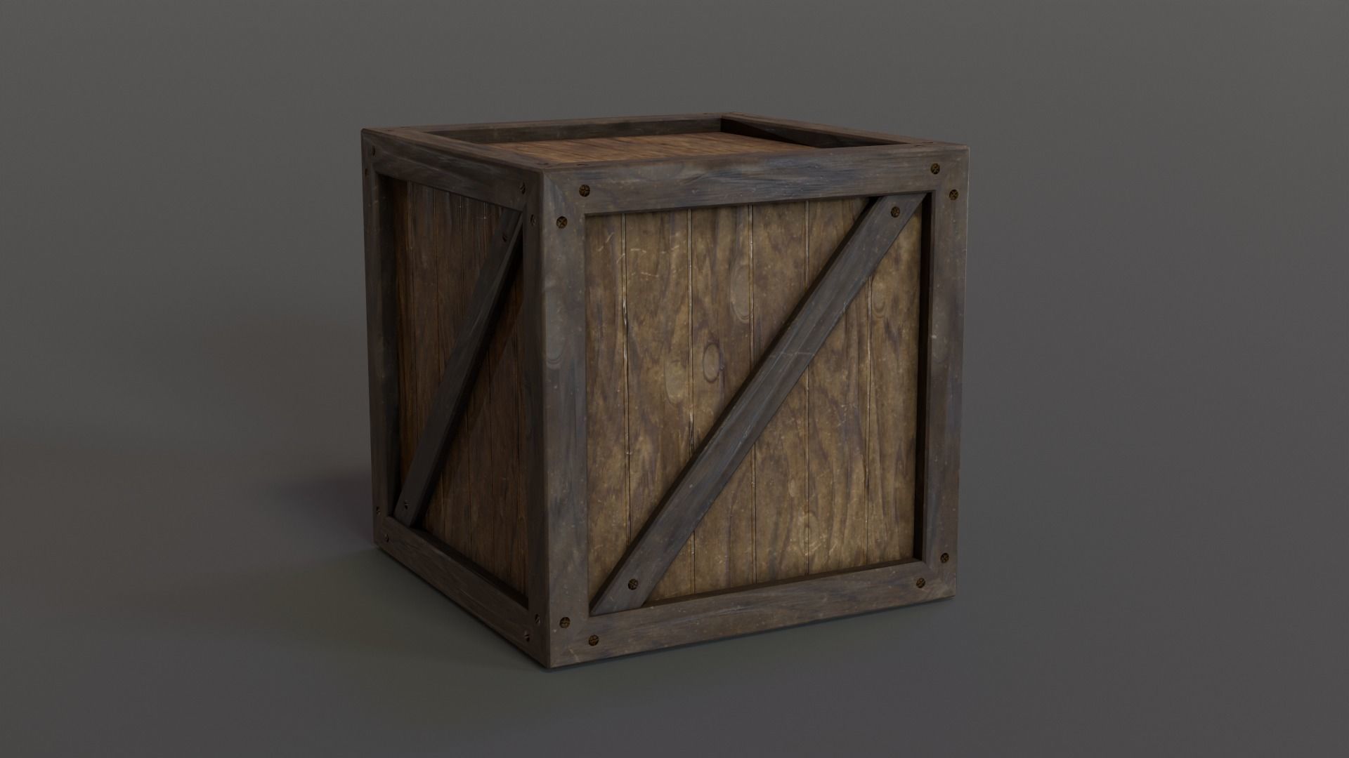 Stylized Wooden Crate PBR Low-poly 3D model_9