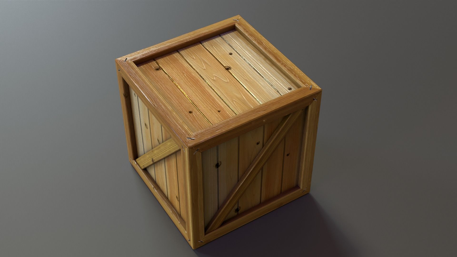 Stylized Wooden Crate PBR Low-poly 3D model_18