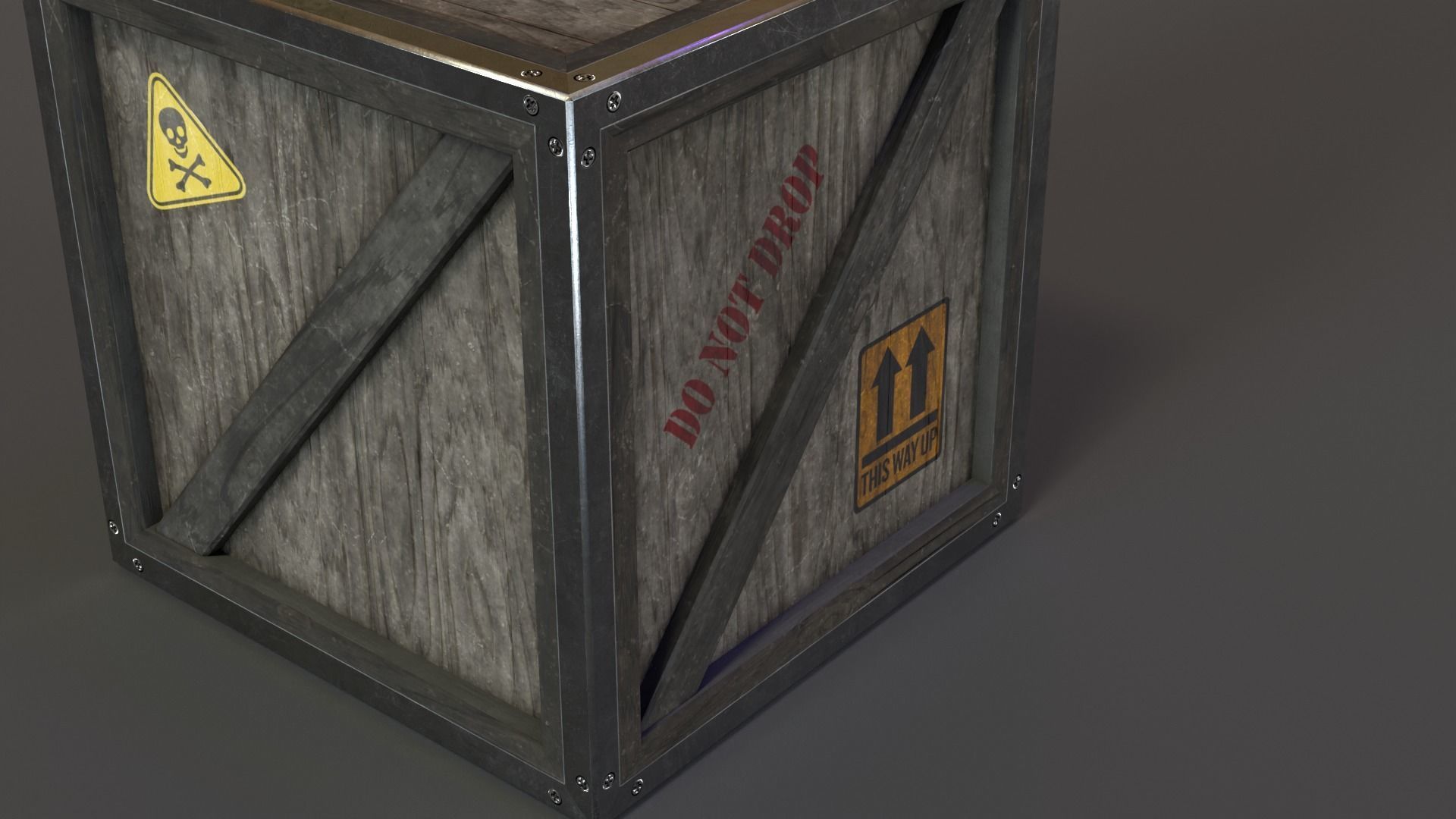 Stylized Wooden Crate PBR Low-poly 3D model_14