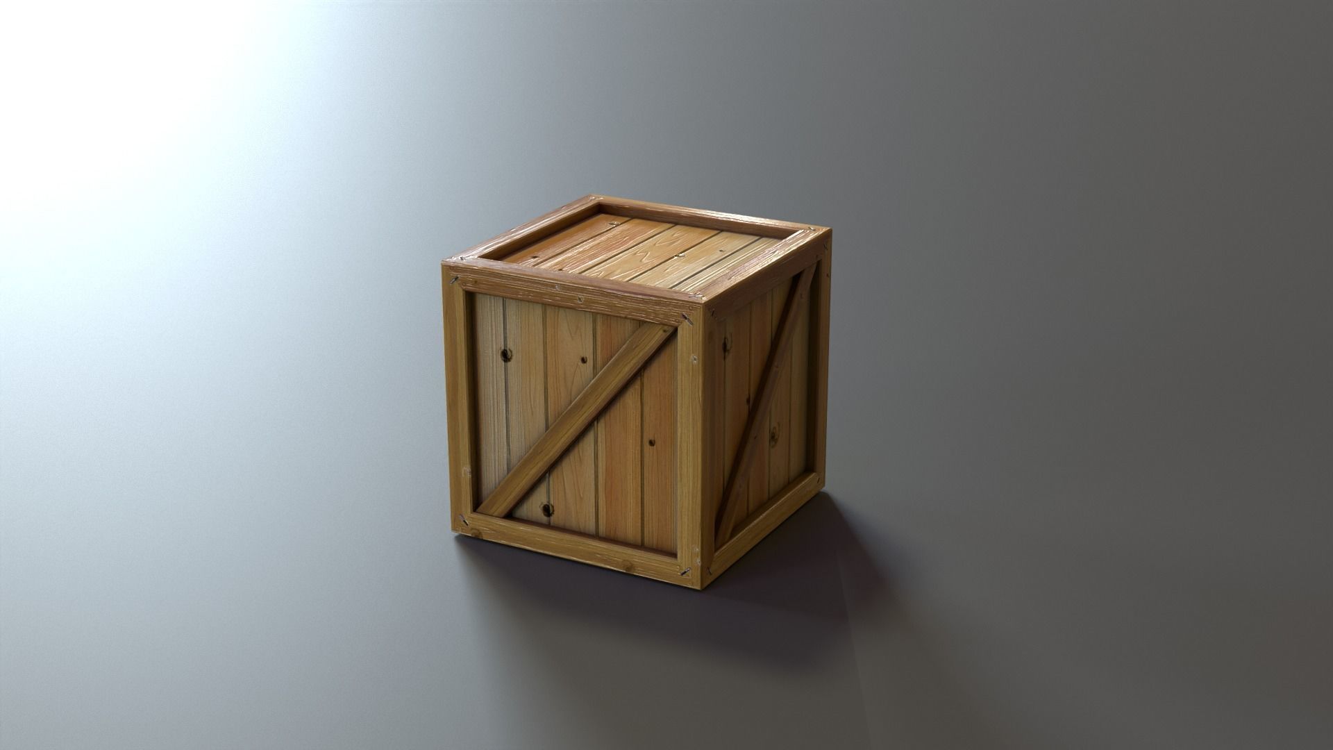 Stylized Wooden Crate PBR Low-poly 3D model_20