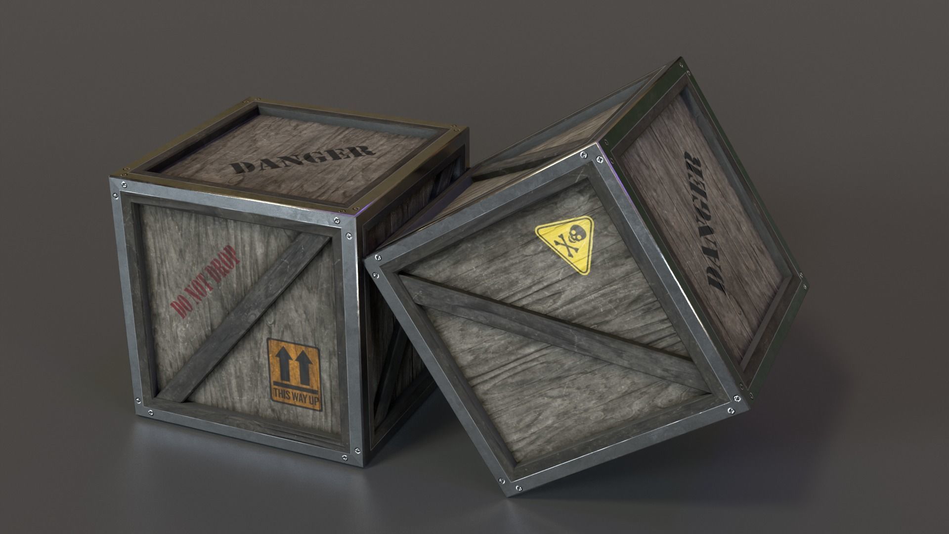 Stylized Wooden Crate PBR Low-poly 3D model_26