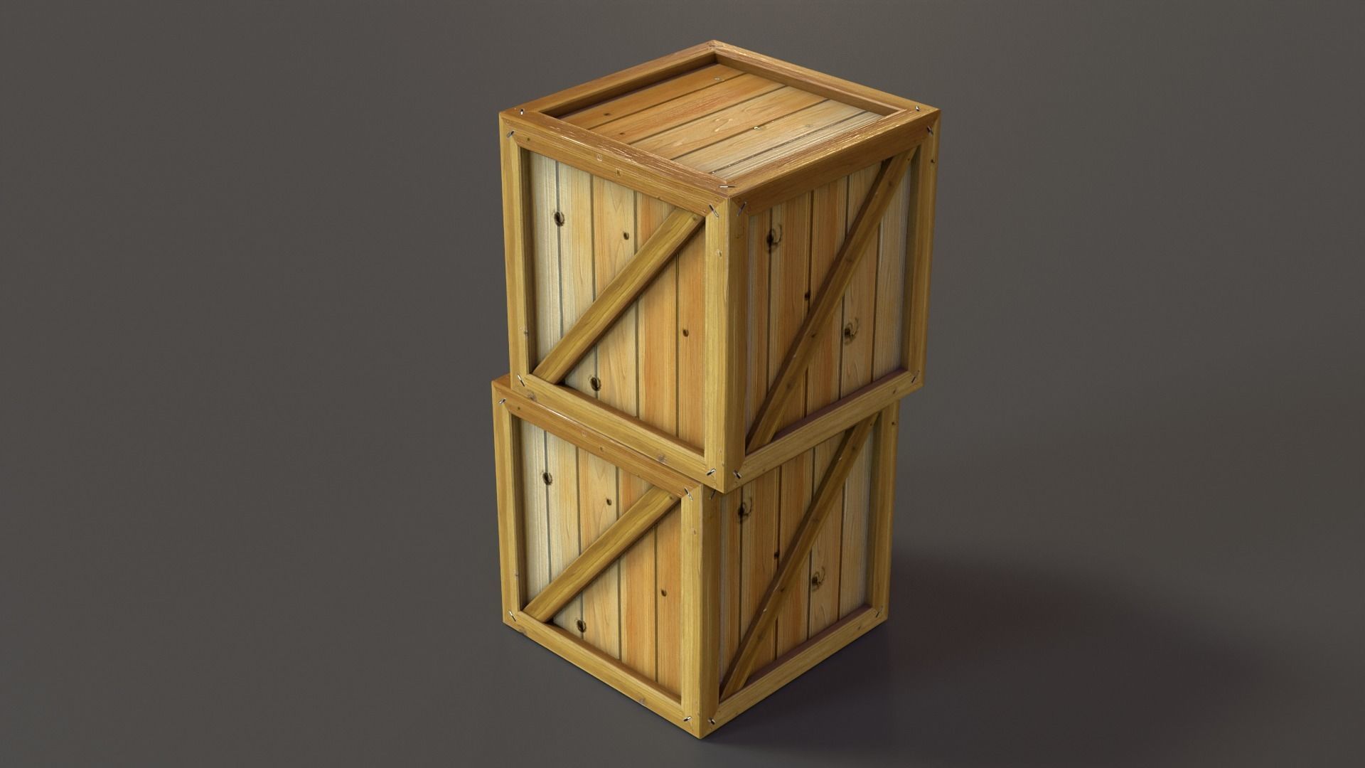 Stylized Wooden Crate PBR Low-poly 3D model_23