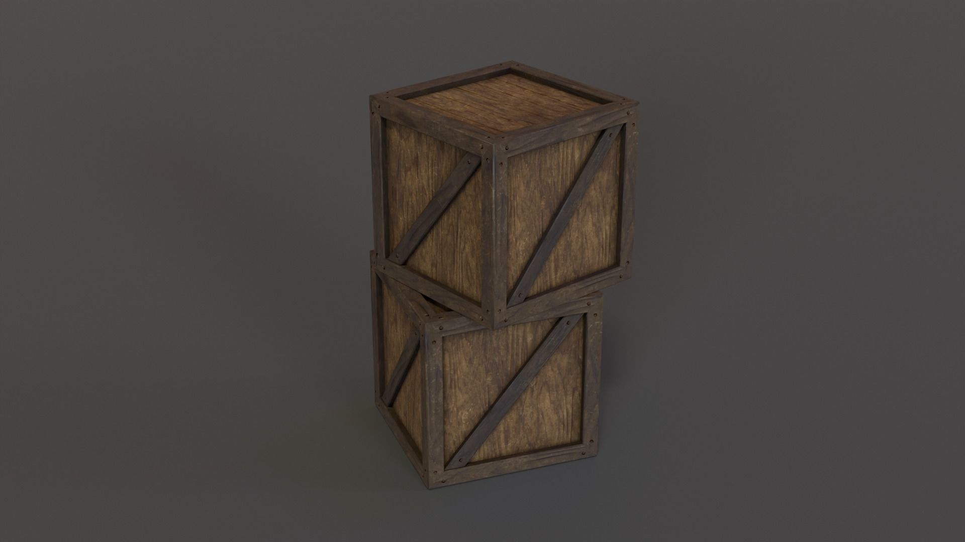 Stylized Wooden Crate PBR Low-poly 3D model_28