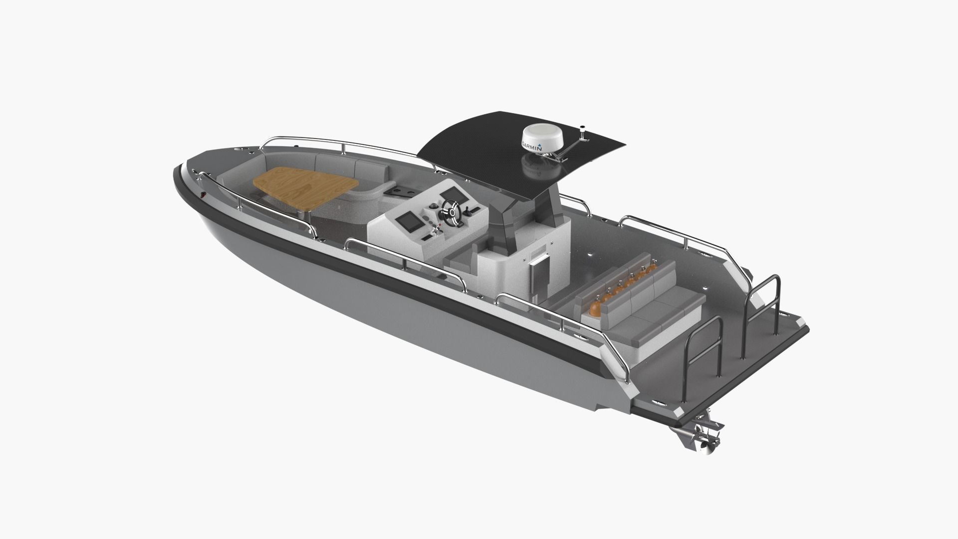 8 Meter Yacht Tender Runabout Diver 3D model_1