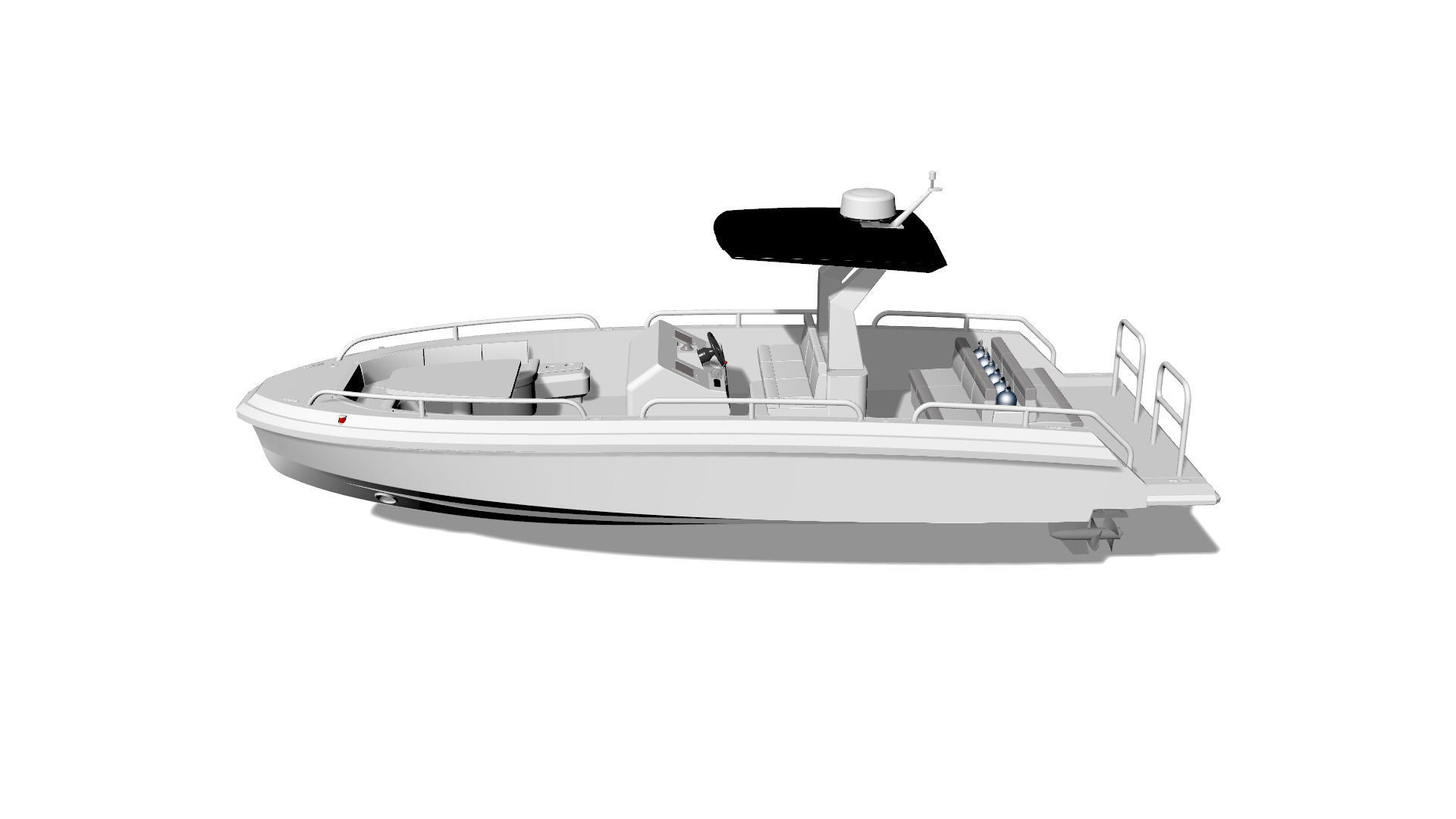 8 Meter Yacht Tender Runabout Diver 3D model_12