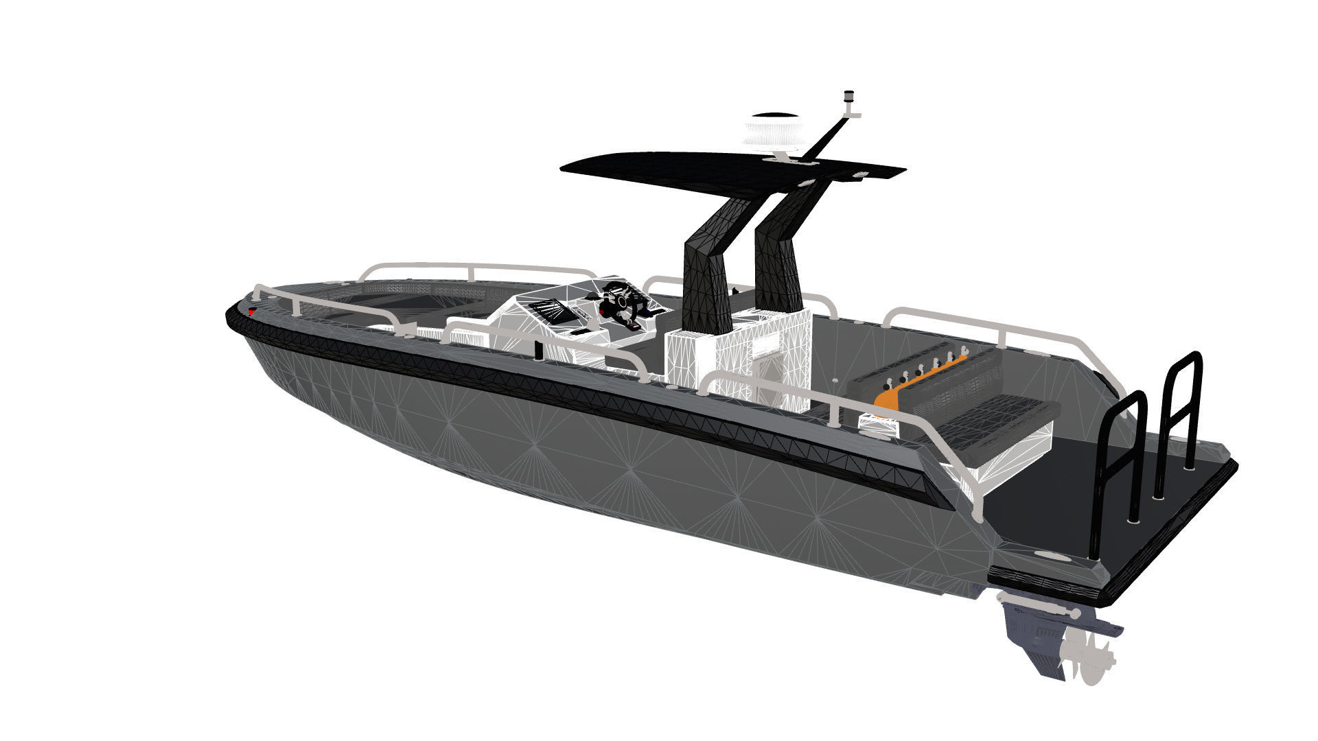 8 Meter Yacht Tender Runabout Diver 3D model_29