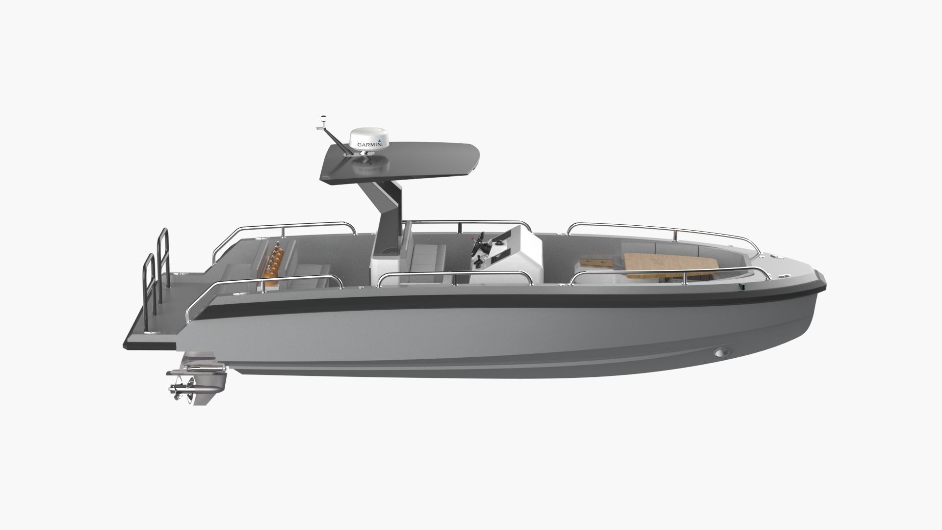 8 Meter Yacht Tender Runabout Diver 3D model_6