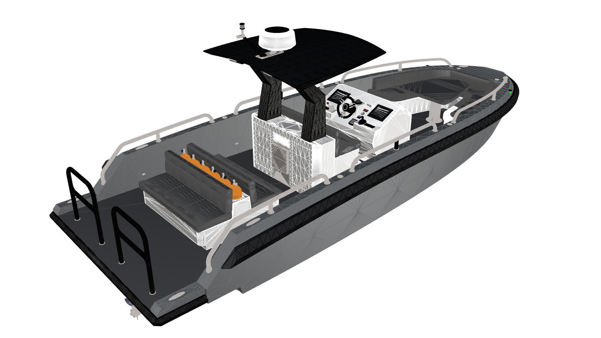 8 Meter Yacht Tender Runabout Diver 3D model_31